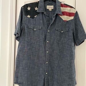 Mens Denim & Supply-Ralph Lauren Stars & Stripes Button Down Short Sleeve Shirt